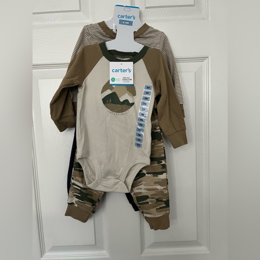 Carter's Infant/Toddler Boy's 4 Piece Long Sleeve and Pant Outfit Set Size 6-9 M